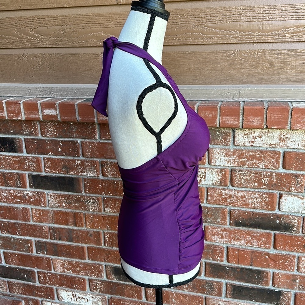 Women's Purple Tummy Control Halter Tankini Swim Top Size Small - Picture 4 of 6